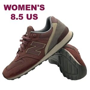 New Balance 696 Womens Burgundy Mauve Suede Mesh Sneakers WL696WSC Size 8.5